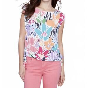 NEW CHARLIE B pretty sleeveless top in fleure blossom